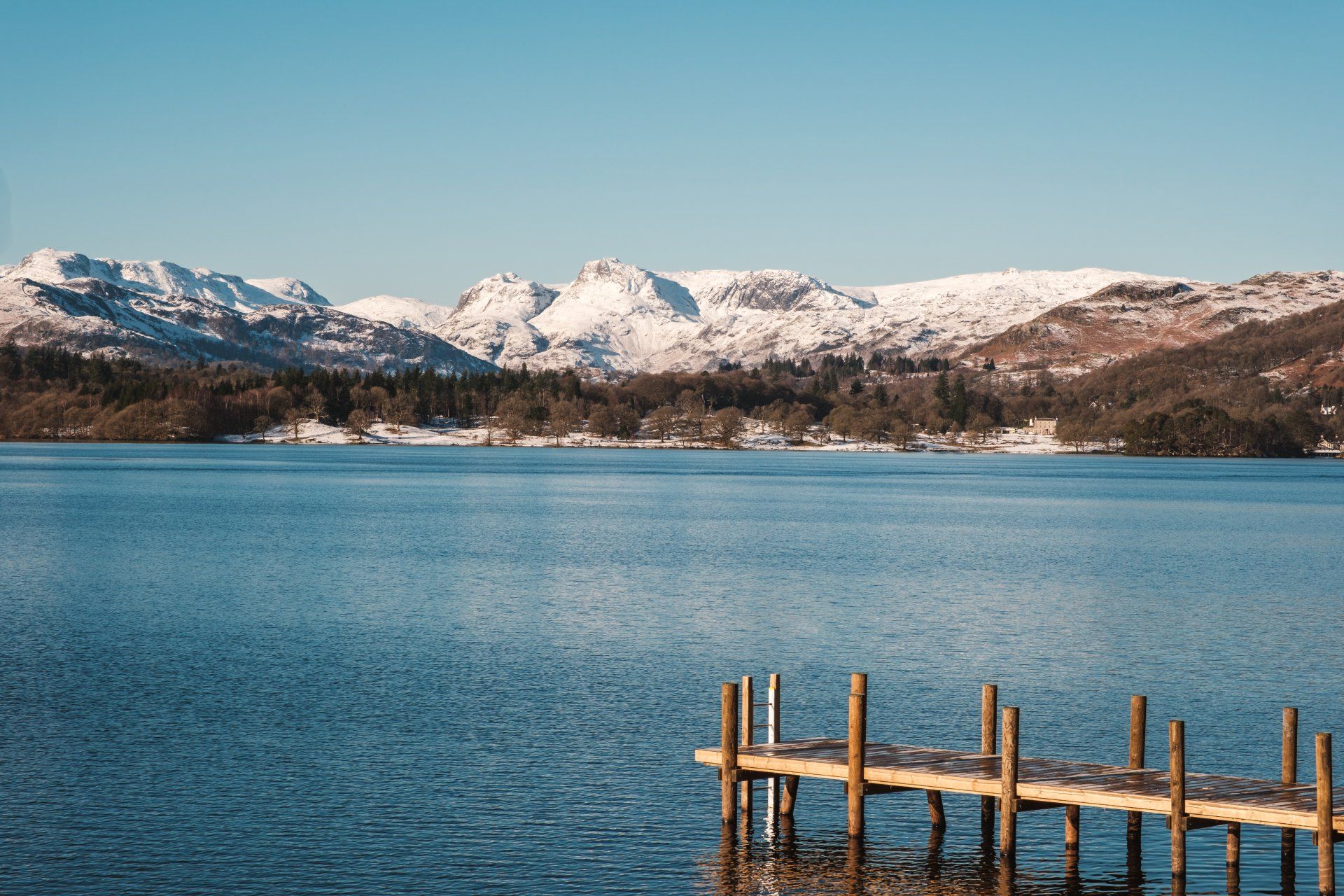 A view of the lake and hills.