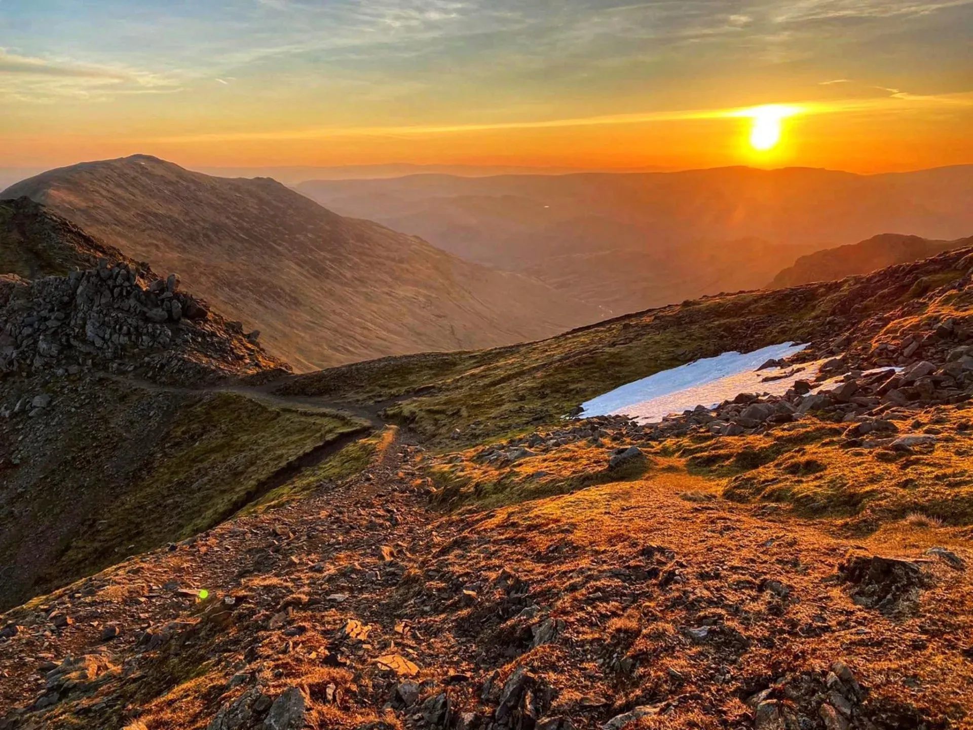 sunset over mountains