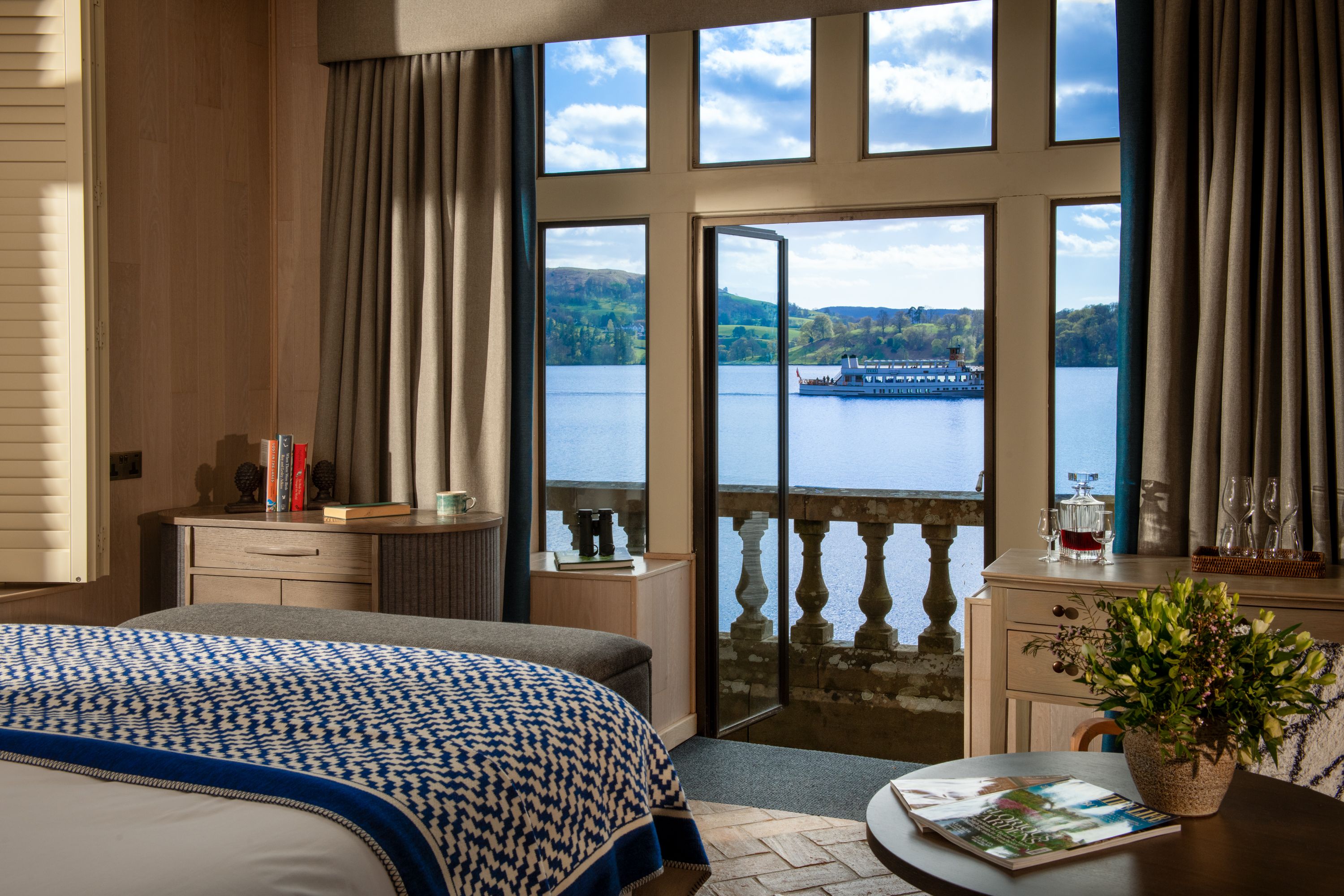 A view of the lake from a boat house bedroom