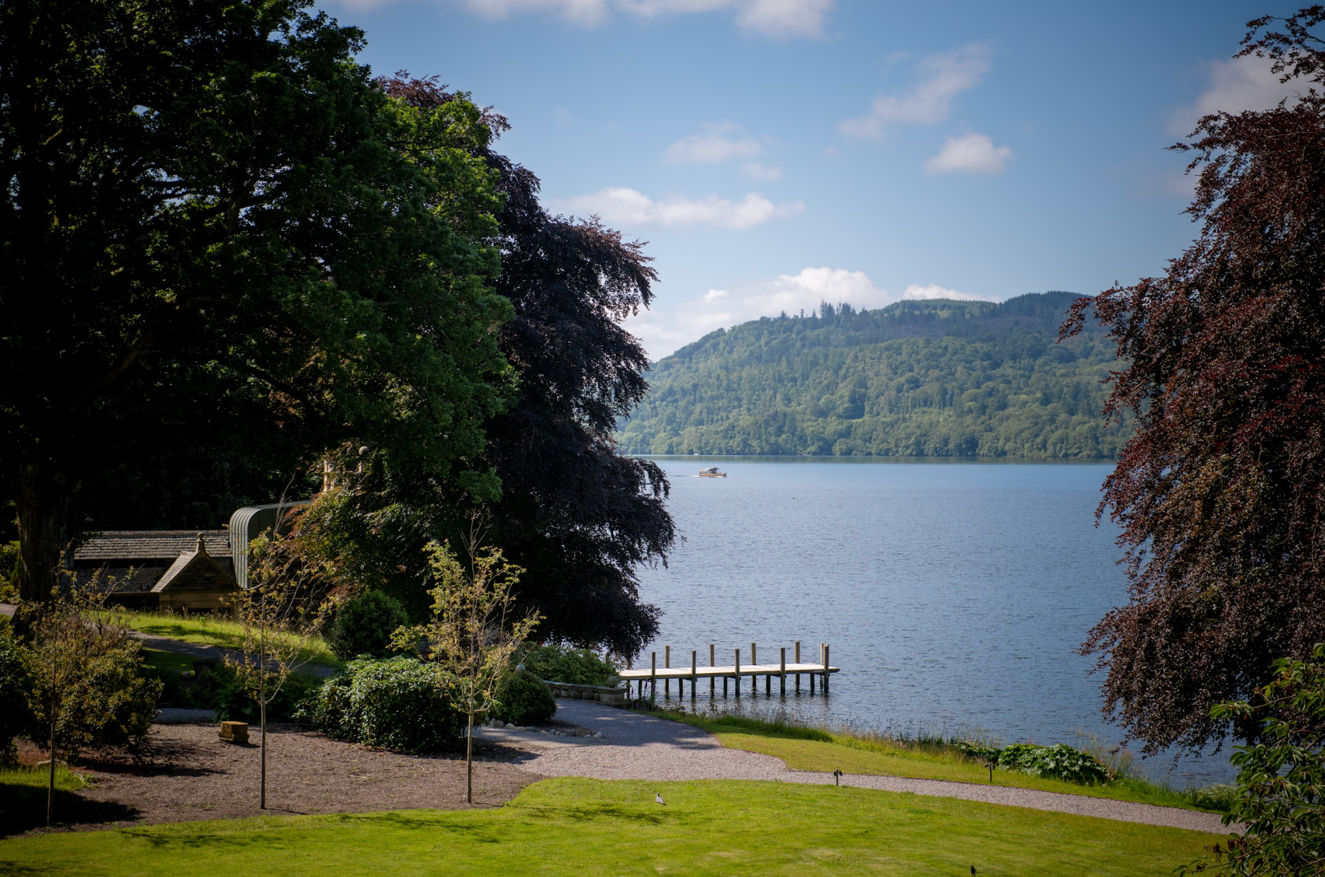 A view of the lake and surroundings.